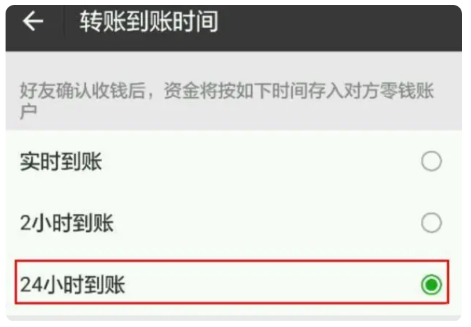 琼海苹果手机维修分享iPhone微信转账24小时到账设置方法 