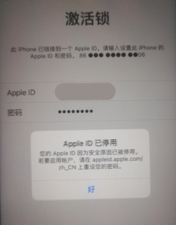 琼海苹果手机维修分享iPhone 12 出现提示“Apple ID 已停用”怎么办 