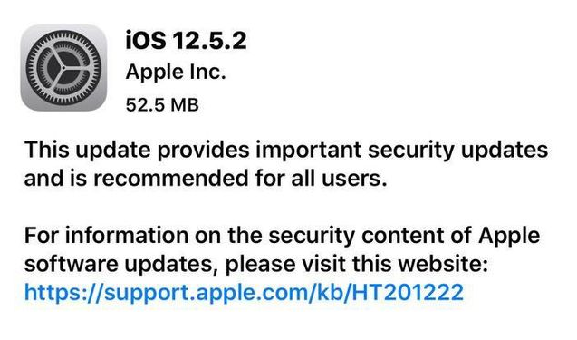 琼海苹果手机维修分享iOS12.5.2发布，建议所有老苹果用户安装 